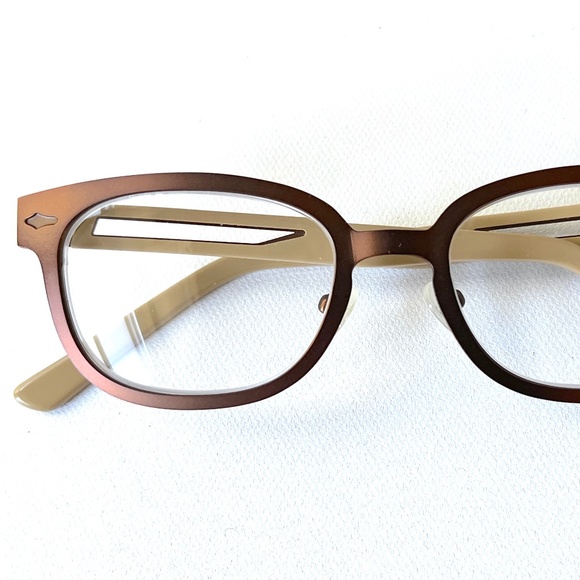 Vintage Reading Glasses +1.25 Copper Square Hipster Horn Rimmed Unisex Readers - Picture 1 of 11